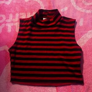 La Hearts Red and Black Striped Tank Top